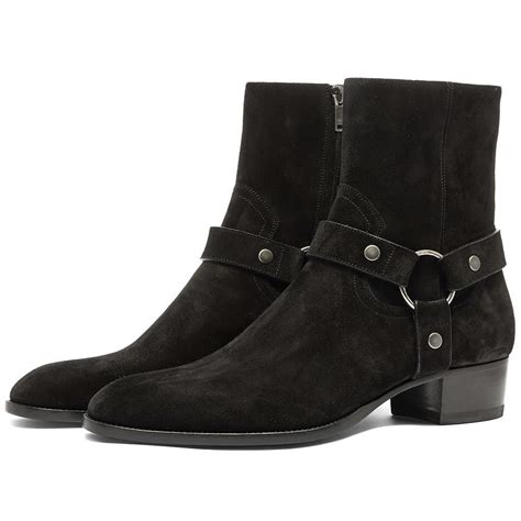 yves saint laurent harness boots|saint laurent suede bootie.